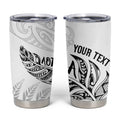 Aotearoa Personalized Lawn Bowls Maori Tumbler Cup New Zealand White Tribal Silver Fern - Aussie Hoodie