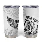 Aotearoa Personalized Lawn Bowls Maori Tumbler Cup New Zealand White Tribal Silver Fern - Aussie Hoodie