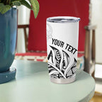 Aotearoa Personalized Lawn Bowls Maori Tumbler Cup New Zealand White Tribal Silver Fern - Aussie Hoodie