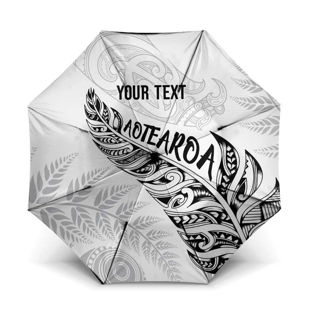 Aotearoa Personalized Lawn Bowls Maori Umbrella New Zealand White Tribal Silver Fern - Aussie Hoodie