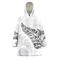 Aotearoa Personalized Lawn Bowls Maori Wearable Blanket Hoodie New Zealand White Tribal Silver Fern - Aussie Hoodie