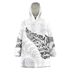 Aotearoa Personalized Lawn Bowls Maori Wearable Blanket Hoodie New Zealand White Tribal Silver Fern - Aussie Hoodie