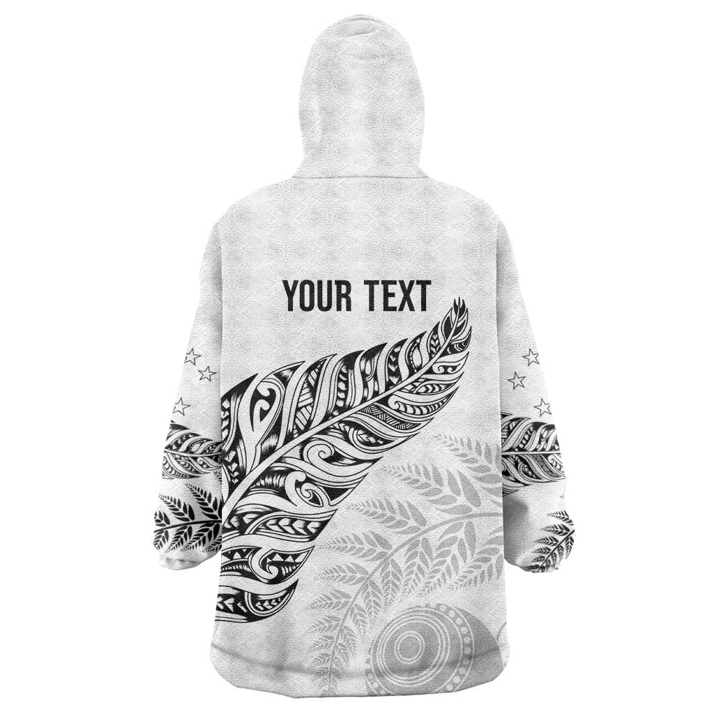 Aotearoa Personalized Lawn Bowls Maori Wearable Blanket Hoodie New Zealand White Tribal Silver Fern - Aussie Hoodie