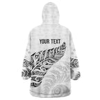 Aotearoa Personalized Lawn Bowls Maori Wearable Blanket Hoodie New Zealand White Tribal Silver Fern - Aussie Hoodie