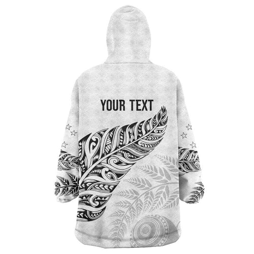 Aotearoa Personalized Lawn Bowls Maori Wearable Blanket Hoodie New Zealand White Tribal Silver Fern - Aussie Hoodie