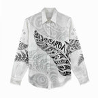 Aotearoa Personalized Lawn Bowls Maori Women Casual Shirt New Zealand White Tribal Silver Fern - Aussie Hoodie