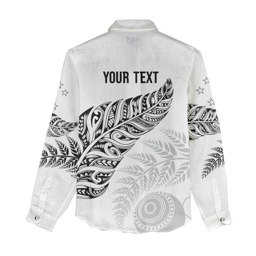Aotearoa Personalized Lawn Bowls Maori Women Casual Shirt New Zealand White Tribal Silver Fern - Aussie Hoodie