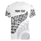 Aotearoa Personalized Lawn Bowls Maori Women V-Neck T-Shirt New Zealand White Tribal Silver Fern - Aussie Hoodie