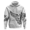 Aotearoa Personalized Lawn Bowls Maori Zip Hoodie New Zealand White Tribal Silver Fern - Aussie Hoodie