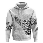 Aotearoa Personalized Lawn Bowls Maori Zip Hoodie New Zealand White Tribal Silver Fern - Aussie Hoodie