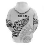 Aotearoa Personalized Lawn Bowls Maori Zip Hoodie New Zealand White Tribal Silver Fern - Aussie Hoodie