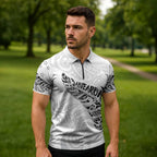 Aotearoa Personalized Lawn Bowls Maori Zipper Polo Shirt New Zealand White Tribal Silver Fern - Aussie Hoodie