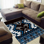 Personalised Taniko Motifs Aotearoa Area Rug Waitangi Kowhaiwhai Kiwi - Blue