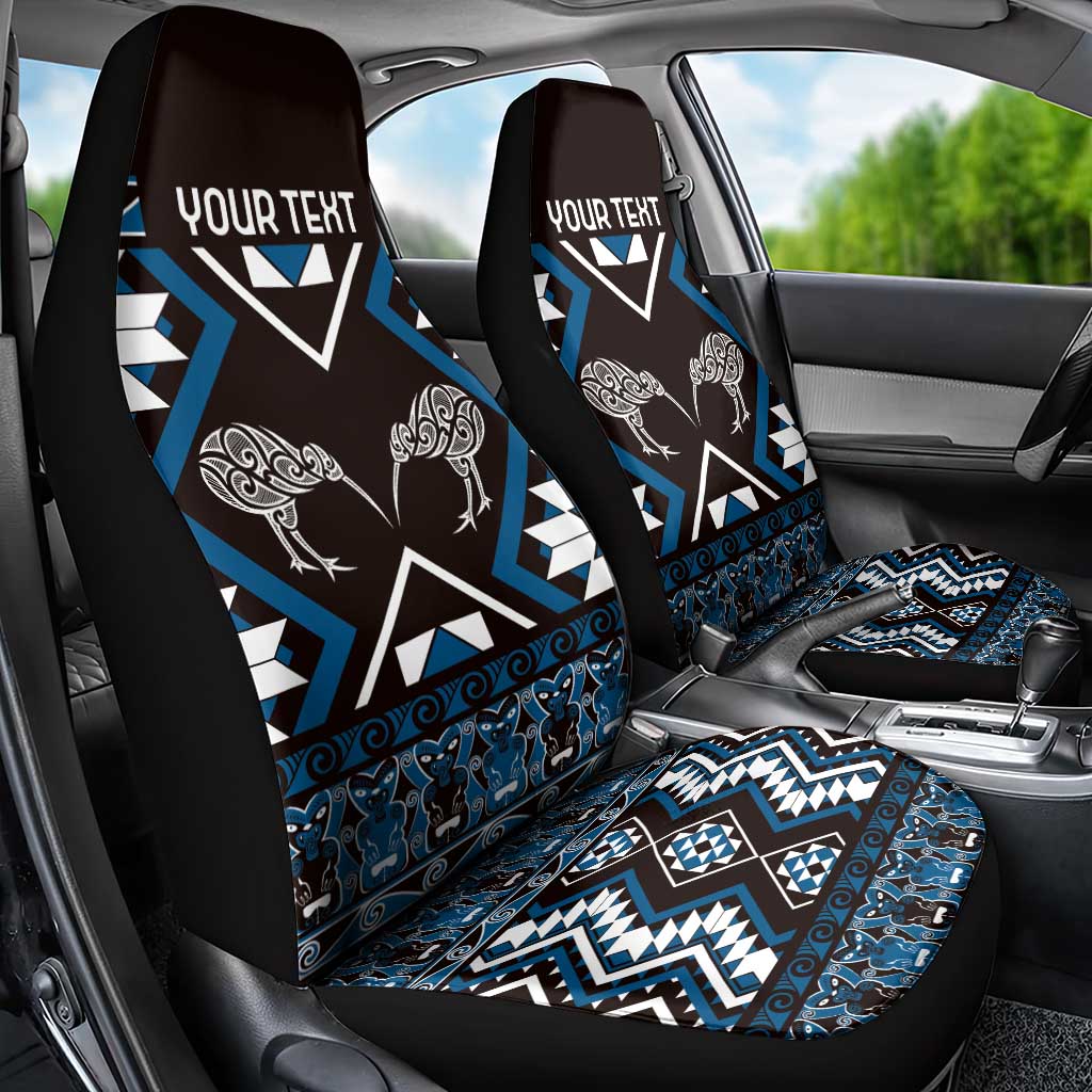 Personalised Taniko Motifs Aotearoa Car Seat Cover Waitangi Kowhaiwhai Kiwi - Blue