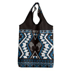 Personalised Taniko Motifs Aotearoa Grocery Bag Waitangi Kowhaiwhai Kiwi - Blue