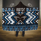 Personalised Taniko Motifs Aotearoa Hooded Blanket Waitangi Kowhaiwhai Kiwi - Blue