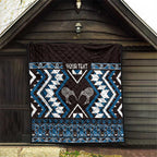 Personalised Taniko Motifs Aotearoa Quilt Waitangi Kowhaiwhai Kiwi - Blue