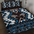 Personalised Taniko Motifs Aotearoa Quilt Bed Set Waitangi Kowhaiwhai Kiwi - Blue