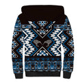 Personalised Taniko Motifs Aotearoa Sherpa Hoodie Waitangi Kowhaiwhai Kiwi - Blue