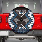 Personalised Taniko Motifs Aotearoa Spare Tire Cover Waitangi Kowhaiwhai Kiwi - Blue