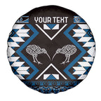 Personalised Taniko Motifs Aotearoa Spare Tire Cover Waitangi Kowhaiwhai Kiwi - Blue