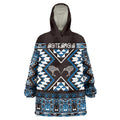 Personalised Taniko Motifs Aotearoa Wearable Blanket Hoodie Waitangi Kowhaiwhai Kiwi - Blue
