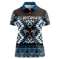 Personalised Taniko Motifs Aotearoa Women Polo Shirt Waitangi Kowhaiwhai Kiwi - Blue