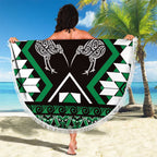 Personalised Taniko Motifs Aotearoa Beach Blanket Waitangi Kowhaiwhai Kiwi - Green