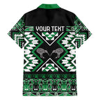 Personalised Taniko Motifs Aotearoa Family Matching Short Sleeve Bodycon Dress and Hawaiian Shirt Waitangi Kowhaiwhai Kiwi - Green