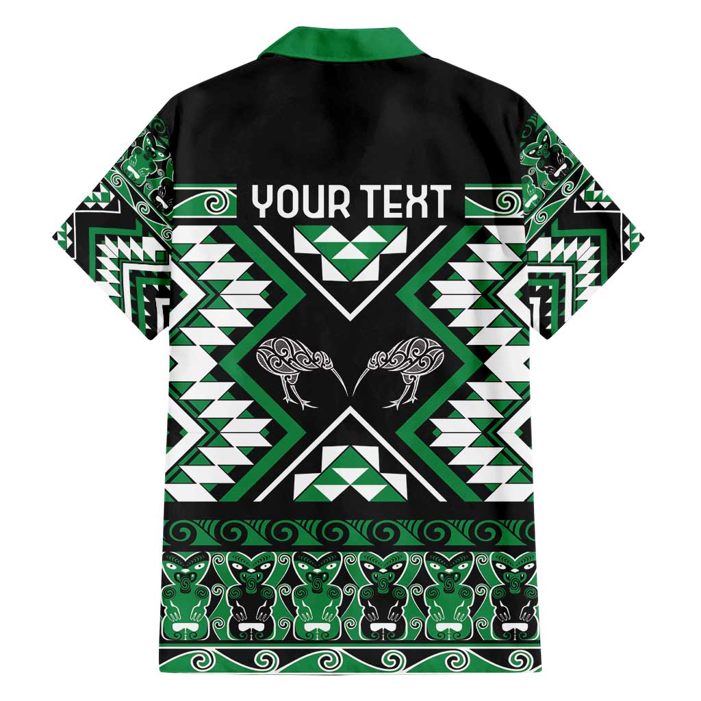 Personalised Taniko Motifs Aotearoa Hawaiian Shirt Waitangi Kowhaiwhai Kiwi - Green