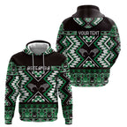 Personalised Taniko Motifs Aotearoa Hoodie Waitangi Kowhaiwhai Kiwi - Green