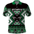 Personalised Taniko Motifs Aotearoa Polo Shirt Waitangi Kowhaiwhai Kiwi - Green