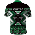 Personalised Taniko Motifs Aotearoa Polo Shirt Waitangi Kowhaiwhai Kiwi - Green