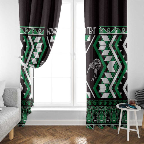 Personalised Taniko Motifs Aotearoa Window Curtain Waitangi Kowhaiwhai Kiwi - Green