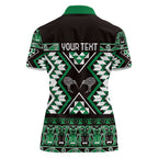 Personalised Taniko Motifs Aotearoa Women Polo Shirt Waitangi Kowhaiwhai Kiwi - Green