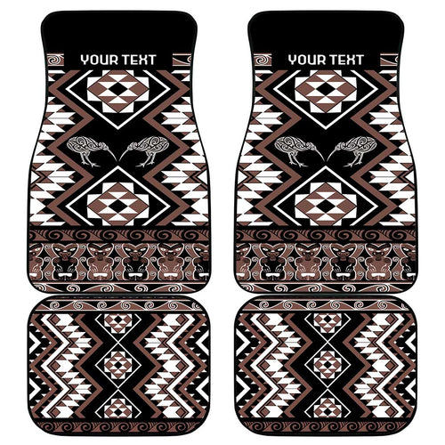 Personalised Taniko Motifs Aotearoa Car Mats Waitangi Kowhaiwhai Kiwi - Mocha