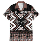 Personalised Taniko Motifs Aotearoa Family Matching Mermaid Dress and Hawaiian Shirt Waitangi Kowhaiwhai Kiwi - Mocha