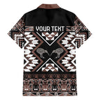 Personalised Taniko Motifs Aotearoa Family Matching Short Sleeve Bodycon Dress and Hawaiian Shirt Waitangi Kowhaiwhai Kiwi - Mocha