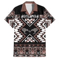 Personalised Taniko Motifs Aotearoa Family Matching Tank Maxi Dress and Hawaiian Shirt Waitangi Kowhaiwhai Kiwi - Mocha