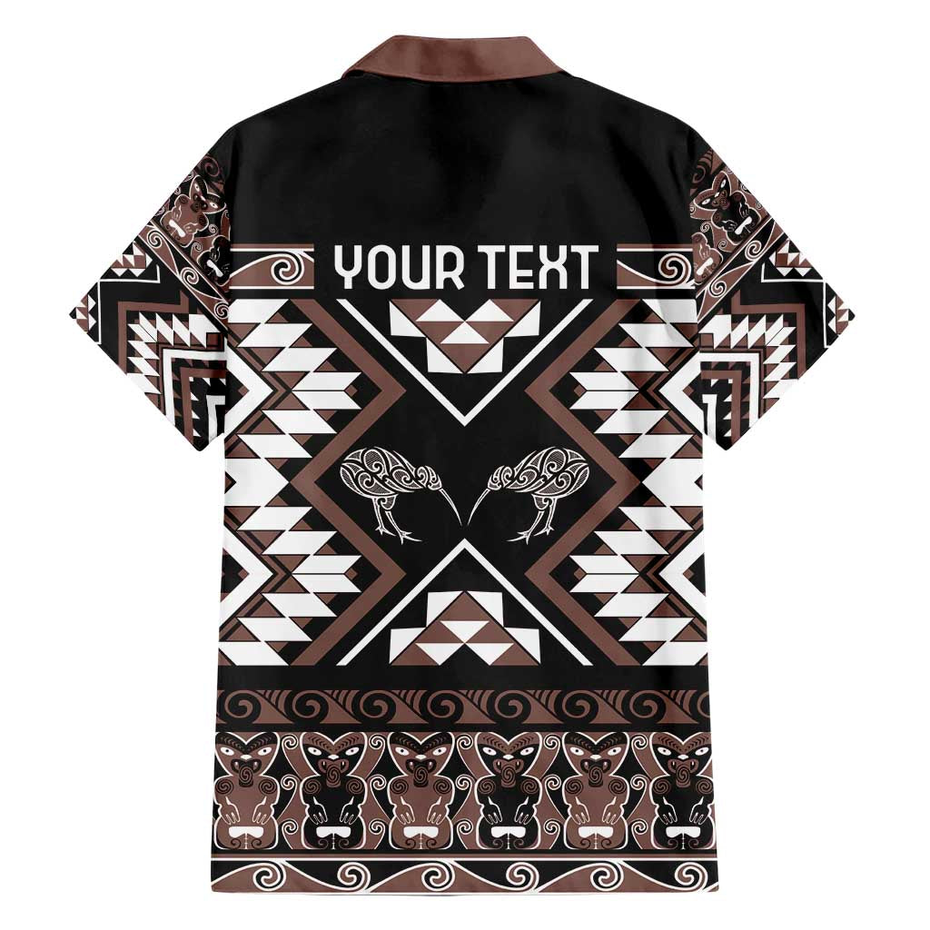 Personalised Taniko Motifs Aotearoa Hawaiian Shirt Waitangi Kowhaiwhai Kiwi - Mocha