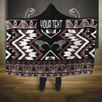 Personalised Taniko Motifs Aotearoa Hooded Blanket Waitangi Kowhaiwhai Kiwi - Mocha