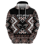 Personalised Taniko Motifs Aotearoa Hoodie Waitangi Kowhaiwhai Kiwi - Mocha