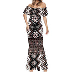 Personalised Taniko Motifs Aotearoa Mermaid Dress Waitangi Kowhaiwhai Kiwi - Mocha