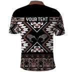 Personalised Taniko Motifs Aotearoa Polo Shirt Waitangi Kowhaiwhai Kiwi - Mocha