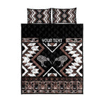 Personalised Taniko Motifs Aotearoa Quilt Bed Set Waitangi Kowhaiwhai Kiwi - Mocha