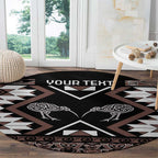 Personalised Taniko Motifs Aotearoa Round Carpet Waitangi Kowhaiwhai Kiwi - Mocha
