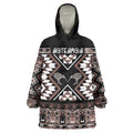 Personalised Taniko Motifs Aotearoa Wearable Blanket Hoodie Waitangi Kowhaiwhai Kiwi - Mocha