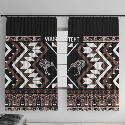 Personalised Taniko Motifs Aotearoa Window Curtain Waitangi Kowhaiwhai Kiwi - Mocha