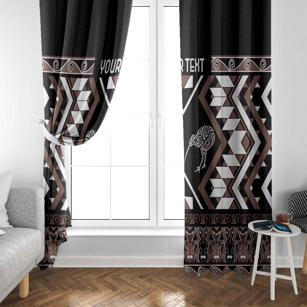 Personalised Taniko Motifs Aotearoa Window Curtain Waitangi Kowhaiwhai Kiwi - Mocha
