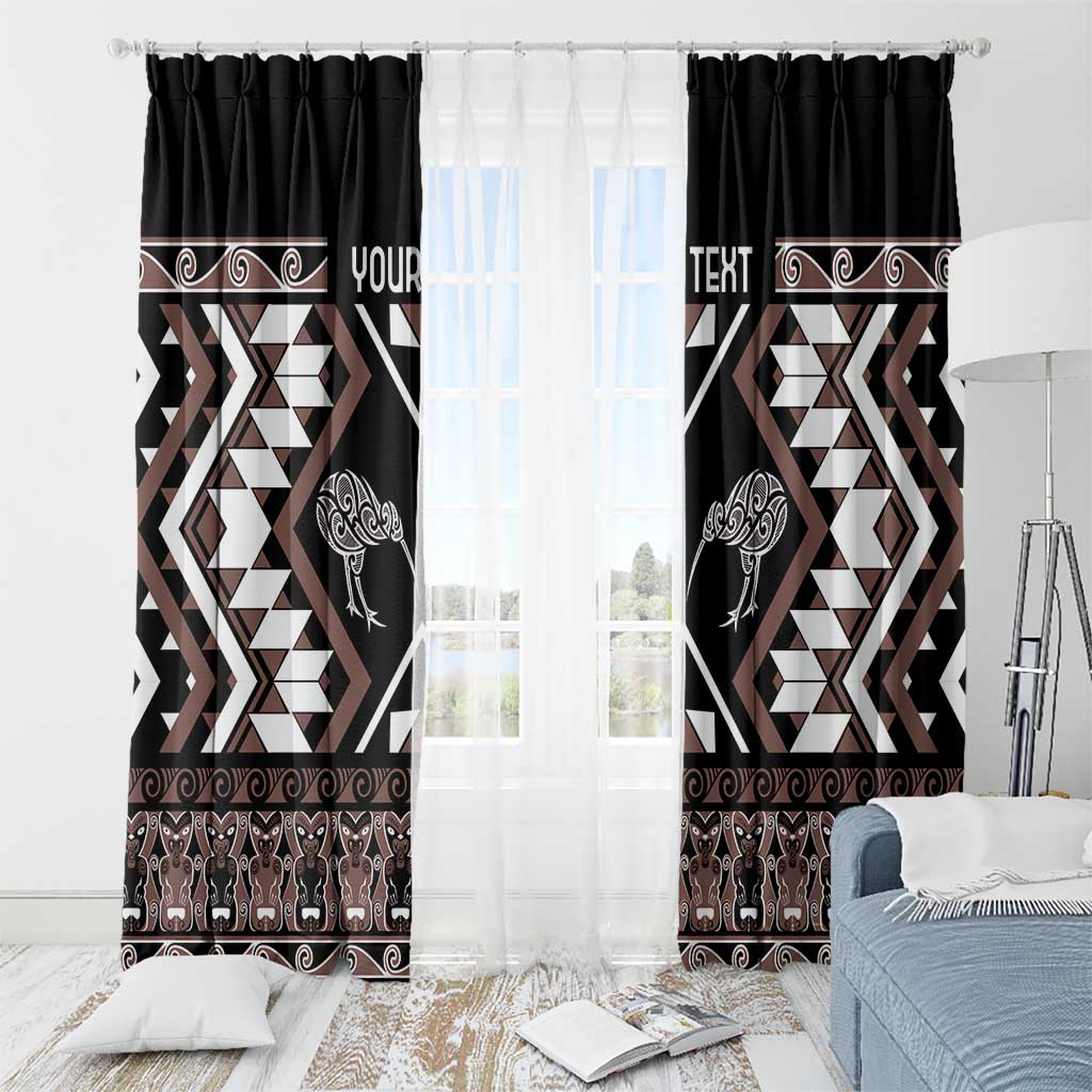 Personalised Taniko Motifs Aotearoa Window Curtain Waitangi Kowhaiwhai Kiwi - Mocha